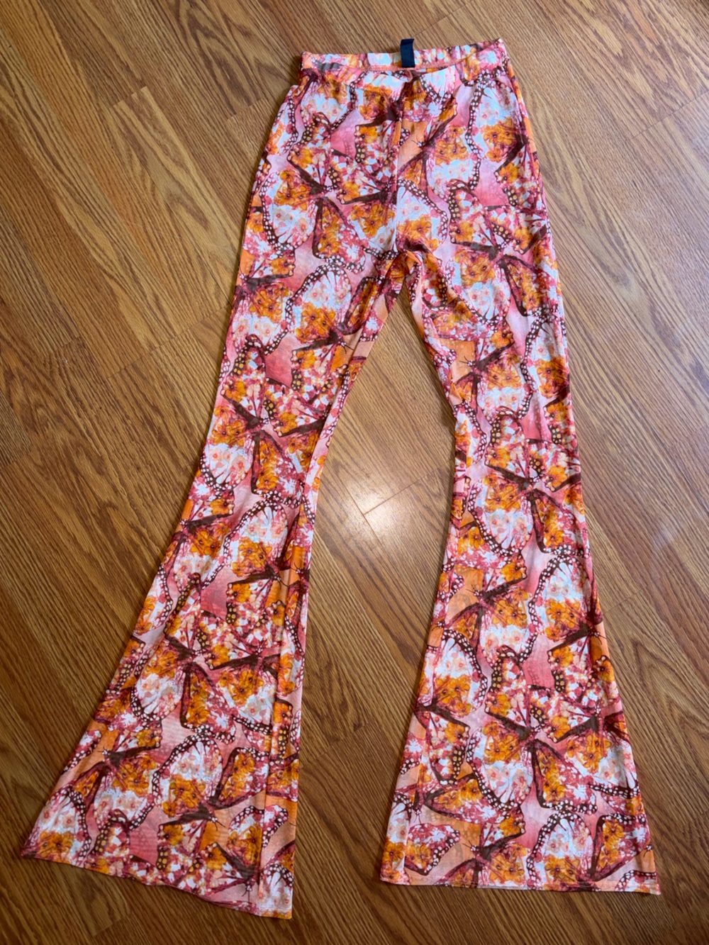 Windsor mesh Butterfly Print flared high waisted pants